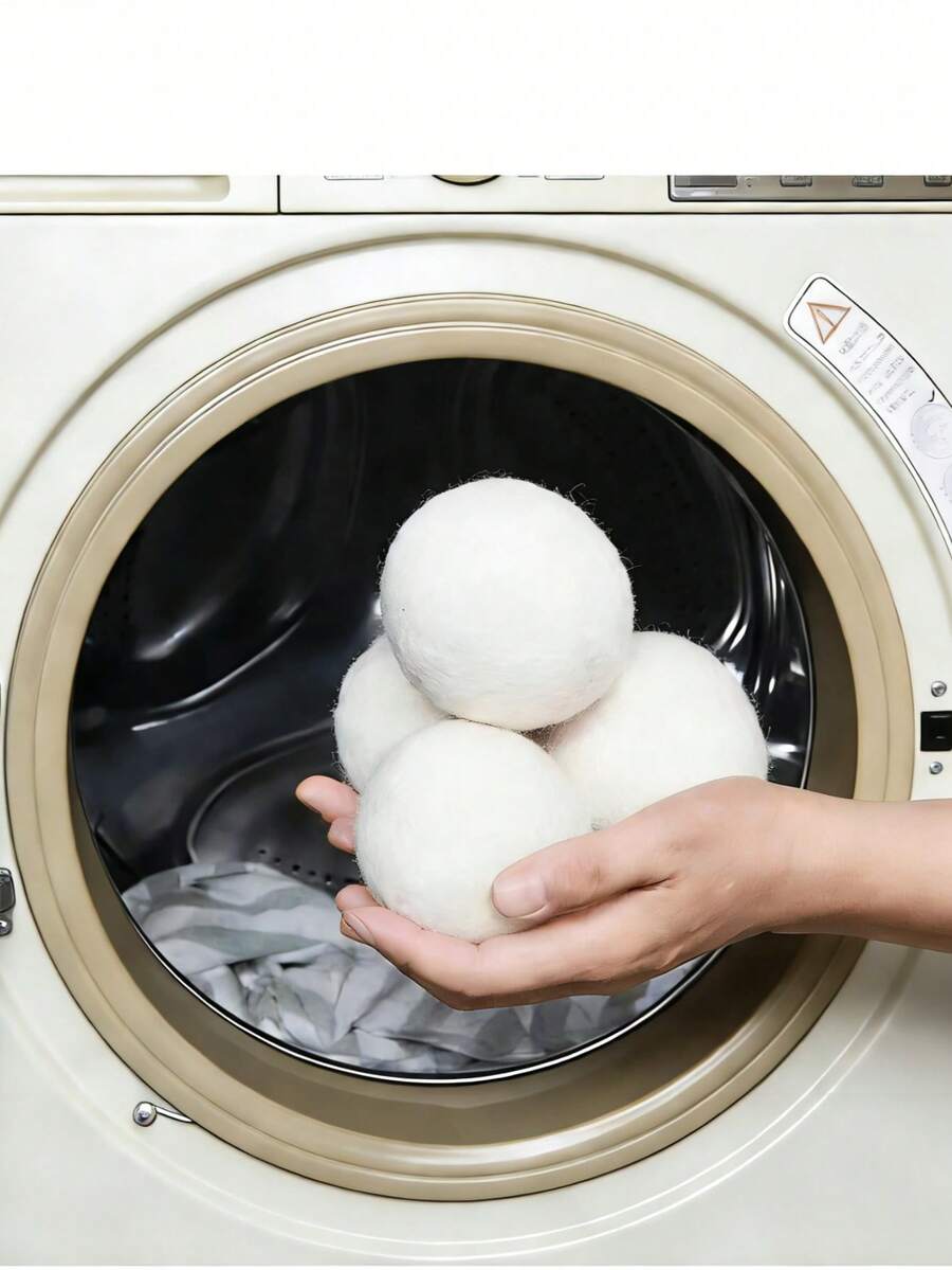 1/3/6个装羊毛烘干球，天然衣物柔顺剂，可重复使用，减少衣物褶皱，节省烘干时间，比塑料球和液体柔顺剂更佳。 - 原色 - 查看 1