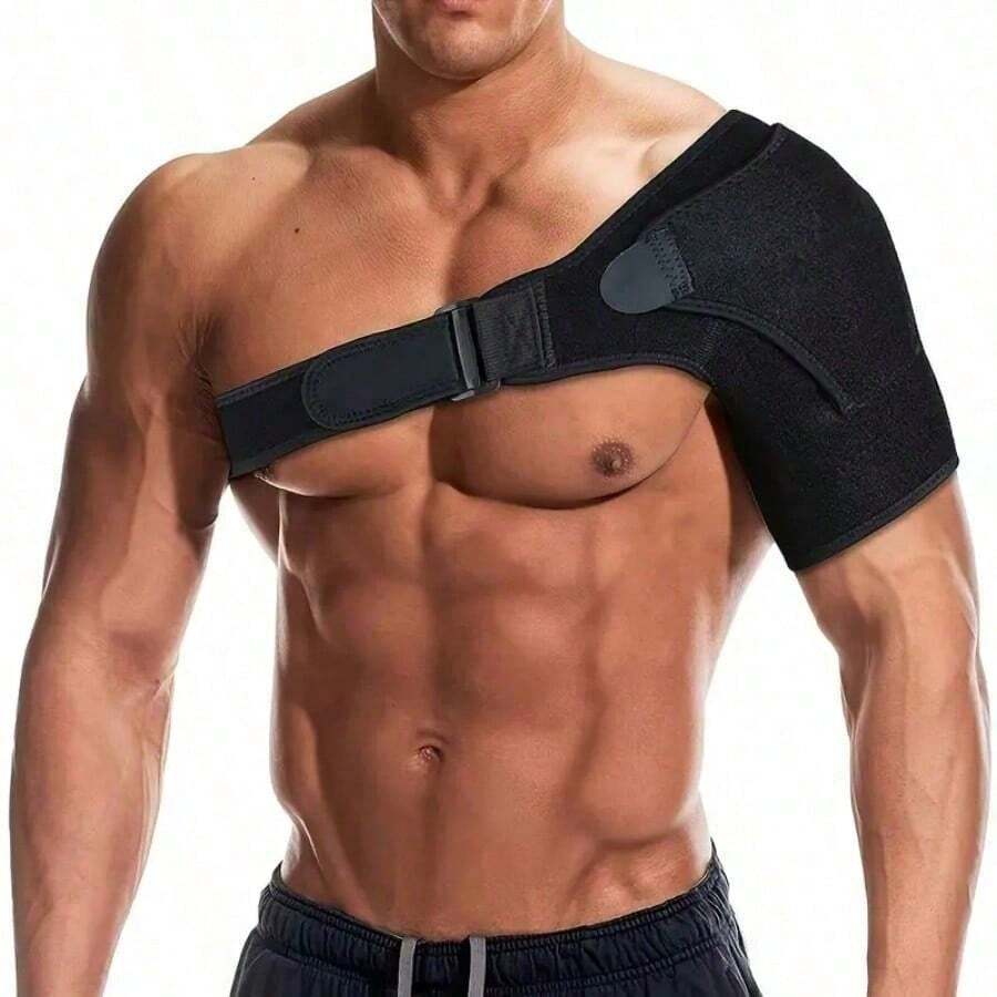Adjustable Shoulder Sleeve Support Strap For Shoulder Sleeve Care, Black Compression Sleeve With Extra Pressure Pad - Black - View 1