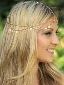 New European And American Sequin Wavy Tassel Chain Headband Hair Accessories - Multicolor - View 1