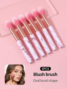 6支装高品质大理石纹理腮红刷、修容刷、散粉刷，柔软不刺激，均匀上妆，非常适合初学者。 - 彩色 - 查看 5