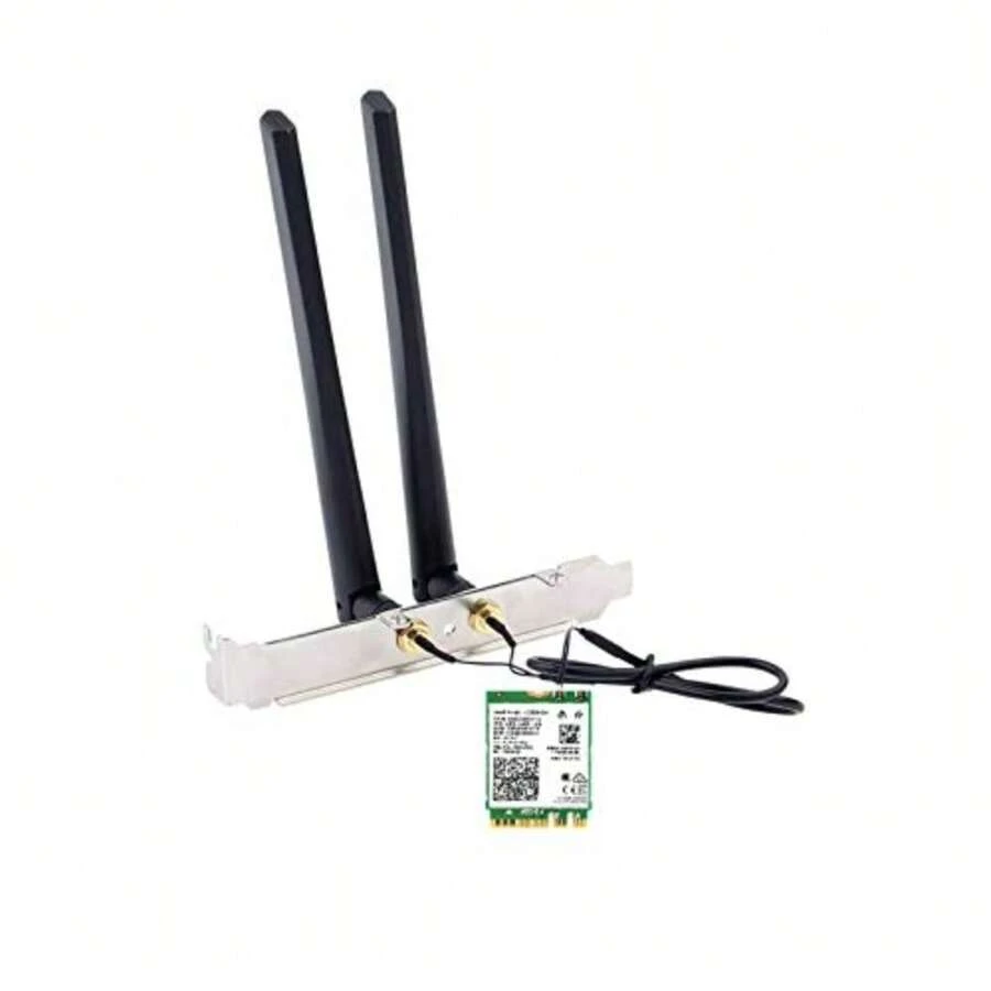 AX210NGW DTK Tarjeta WiFi WiFi 6E Soporta 6GHz 2230 2x2 AX+BT 5.3+Tri-Band incluye cable RF 11 pulgadas 5dBi Antenas de alta ganancia y soportes de perfil bajo - blanco negro - Ver 1