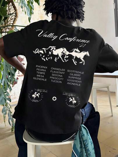 Men's Summer Fashion Street Japanese Text Graphic Round Neck Short Sleeve T-Shirt | All-Match Streetwear Casual Top, Boyfriend/Husband Gift