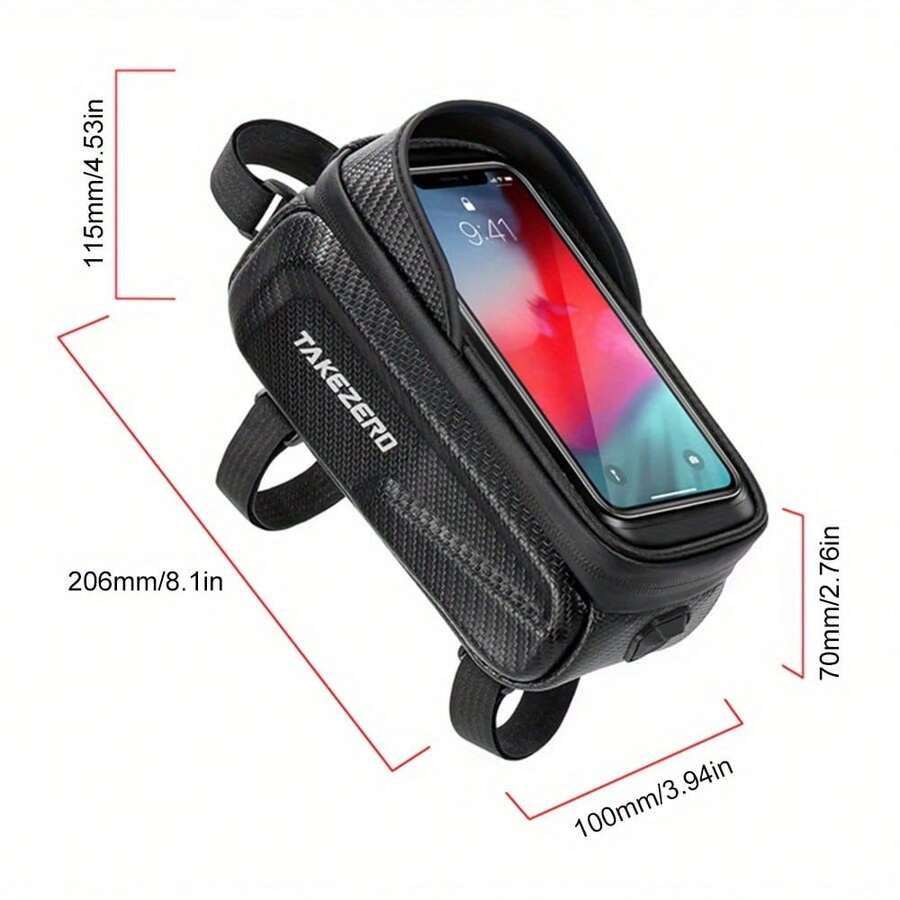 Bike Waterproof Touch Screen Frame Bag MTB Phone Bag Front Top Tube Bag Hard Shell - Black - View 1