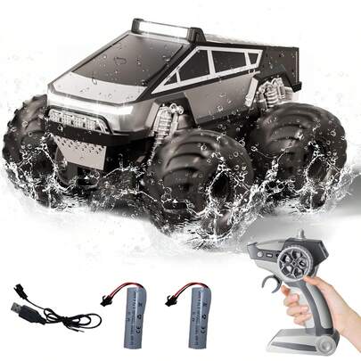 RC Car,Amphibious Remote Control Car Waterproof Truck,4WD All Terrain Off-Road 2.4GHZ Vehicles,1:18Scale Hobby Truck Toys,RC Rock Crawler Boys Girls Kids Age 6 8 9 10+()