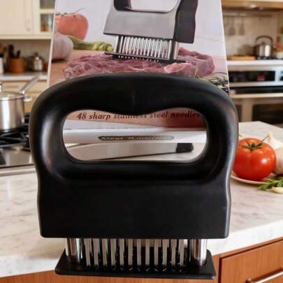 1pc/2pcs Stainless Steel 48-Needle Meat Tenderizer, Kitchen Tool, Boxed Packaging