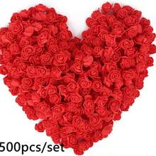 50/100/200/300/400/500个迷你泡沫玫瑰花头，人造花泡沫假花散装，适用于DIY工艺品、婚礼花束、婴儿派对、派对餐桌装饰、家居装饰、情人节礼物 - 紅色 - 查看 7