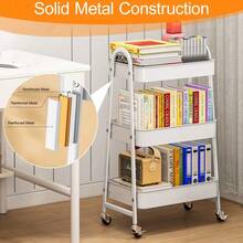 3-Tier Mobile Storage Cart, Steel Frame Structure, With Handle & 2 Brakes, Easy Assembly, Suitable For Bedroom, Laundry Room And Bathroom Storage - Multicolor - View 10