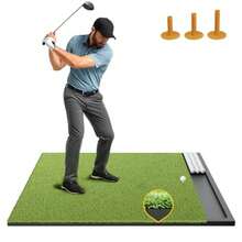 Golf Hitting Mat with Ball Tray 5x4/ 6x4 ft 26mm/ 31mm Thick Pro and Elite Turf with Swing Path Line Premium Golf Practice Mat for Indoor and Outdoor Swing Chipping Training - Césped ELITE de 6*4 pies – 31 mm / Línea - Ver 8