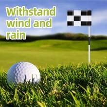 6 Pcs Checkered Golf Flags 8x6 Inch 420D Nylon Portable Training Target Flag with Tube Inserted Mini Practice Putting Green for Garden Yard Indoor Outdoor Black and White - En blanco y negro - Ver 7