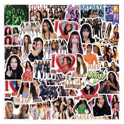 61 pièces Autocollants Katseye - Parfaits pour décorer votre téléphone, vos bouteilles d'eau, votre scrapbook, votre journal, votre voiture, votre ordinateur portable et plus encore ! Un ensemble de graffitis vibrants et esthétiques