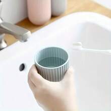 1pc Vertical Striped Portable Toothbrush Holder, Includes Rinse Cup, Toothbrush Rack, Toothpaste Rack, Suitable For Outdoor Camping Travel, Compact And Lightweight Design - Multicolor - View 6