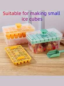 1pc Summer Ice Maker Set, 34/68 Capacity One-Touch Release With Scoop Storage Box, Suitable For Kitchen, Home, Catering, Camping, Picnic - Multicolor - View 8