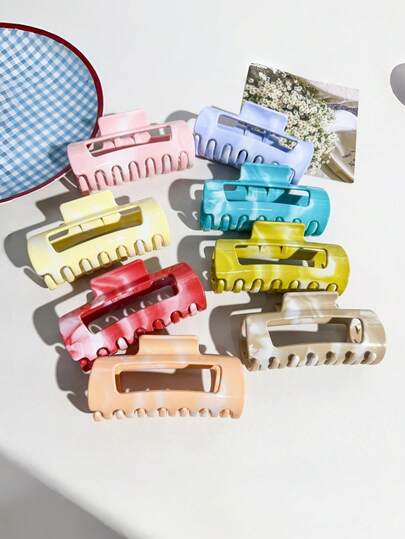 1pc/8pcs Geometric Pattern Casual ABS Plastic Fashion Minimalist Splash Ink Geometric Hair Claw Elegant Elegant Versatile Hair Clip Hair Claw Hair Accessory