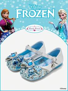 Disney 1 đôi giày công chúa có bản quyền, thích hợp cho việc đi lại hàng ngày và các hoạt động ngoài trời trong kỳ nghỉ, thoải mái, chống trơn trượt, thoáng khí (Giày bệt trẻ em, giày bé gái, giày công chúa, giày nữ hoàng) - Màu xanh nhạt - Xem 1