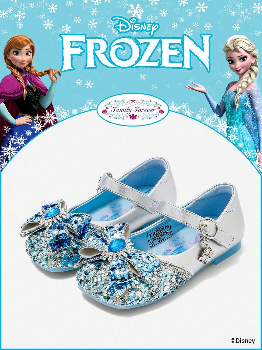 Disney 1 đôi giày công chúa có bản quyền, thích hợp cho việc đi lại hàng ngày và các hoạt động ngoài trời trong kỳ nghỉ, thoải mái, chống trơn trượt, thoáng khí (Giày bệt trẻ em, giày bé gái, giày công chúa, giày nữ hoàng) - Màu xanh nhạt - Xem 1