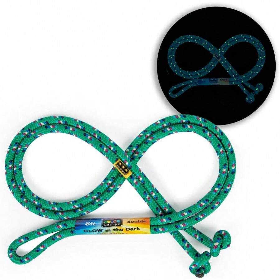 8 Foot Glow In Dark Rope, Active Outdoor Youth Fitness Exercise Equipment, Braided Nylon Gym Accessories - Green - View 1