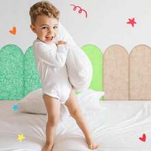 Jetec - Juego de 6 almohadillas para orejas de pared de fieltro para niños, anticolisiones, 3D, 15.75 x 7.87 x 0.35 pulgadas, panel de pared autoadhesivo para cabecero tapizado para autismo y sala de - Verde - Ver 7