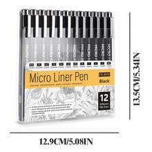 12pcs/Set Micro-Line Pens, Black Fine Line Pens With 12 Different Line Widths, Suitable For Artists, Illustrations And Sketches - Sets - View 7