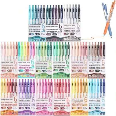 6pcs Professional Planner Pens Back To School Set, Acrylic 3D Layered + Ballpoint Smooth Writing, Bleed-Resistant, Compatible With Planner Tapes & Notebooks, Suitable For Student Creative Arts