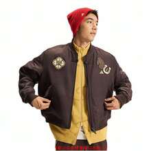 adidas CNY馬年限定新年款 PADDED BOMBER JACKET 飛行員挺闊運動休閒寬鬆夾克 男款 - 咖色 - 查看 3