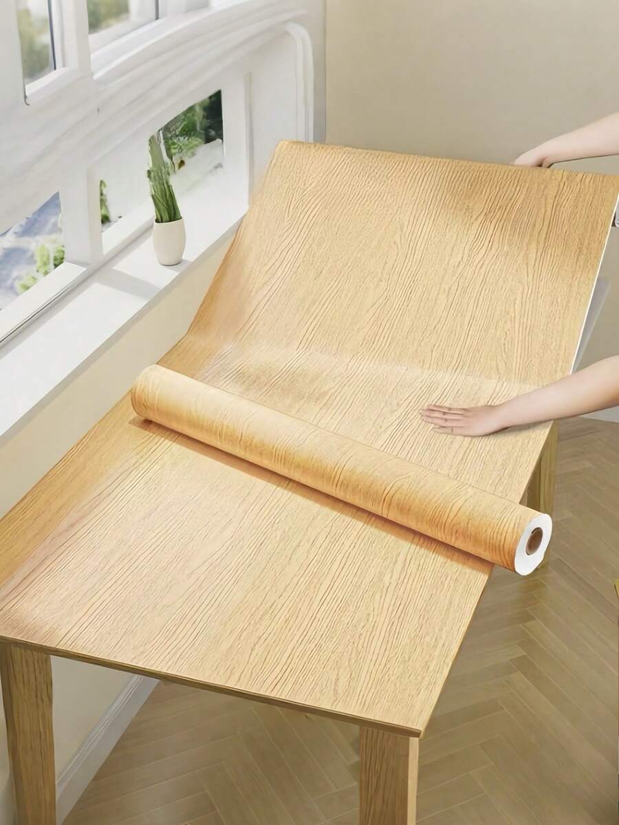 1 Cuộn Giấy Dán Vân Gỗ, Chống Dầu, Chịu Nhiệt, Giấy Dán Mặt Bàn, Giấy Dán Tự Dẹp, Giấy Dán Vân Gỗ Dùng Cho Tường, Tủ, Bàn, Ghế, Phòng, Tủ chén - Vân gỗ - Xem 1