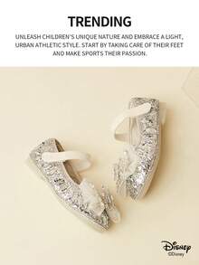 Disney 1 Pair Licensed Princess Shoes, Suitable For Daily And Holiday Outdoor Wear, Comfortable, Non-Slip, Breathable (Children Flat Shoes, Girls Shoes, Princess Shoes, Queen Shoes) - Beige - View 2