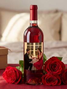 1/4/12/20 Pcs Personalized Photo Wine Bottle Labels, Customized Wedding Champagne Whiskey Stickers, Waterproof Oil-Proof Adhesive Decorative Labels, Wedding Favors For Guests - Multicolor 1 - View 8
