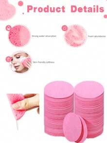 50/20/5 Peças Toalhas Faciais Redondas Descartáveis Comprimidas, Esponjas de Limpeza Comprimidas, Adequadas para Limpeza Facial Diária, Máscaras Esfoliantes e Remoção de Maquiagem. Ótimo para uso doméstico e viagens. Ferramentas de Limpeza Facial. - Rosa chiclete - Visão 6