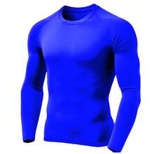 Men's Thermal UV Protection Shirt, Long Sleeve Base Layer Shirt - 寶藍色 - 查看 2