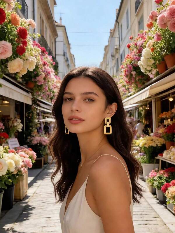 1对简约休闲几何金属耳钉（女士款）