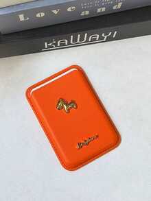 1pc PU Leather Magnetic Card Holder With 3D Metal Horse Design, Magnetic Adhesive Card Pouch Compatible With Iphone 12 13 14 15 16 17 Series Phone Cases - Multicolor - View 11