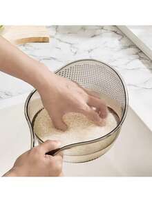 1个塑料淘米器，9x5英寸，带细孔和符合人体工程学的手柄，多功能果蔬清洗碗，小巧轻便，高效沥水和冲洗 - 一個 - 查看 7