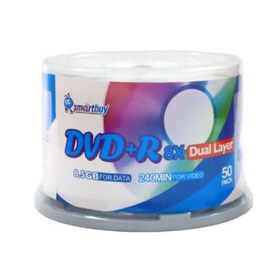 Smart Buy Logo 50 Unidades de DVD Plus R DVD+r DL 8.5 GB 8X Doble Capa Registro de Datos en Blanco 50 Discos husillo