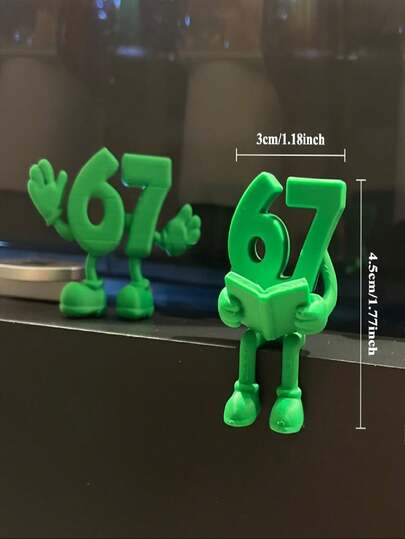 1 Tượng trang trí sáng tạo, hình người đang đọc sách, có số 67, tượng trang trí nhà cửa in 3D, thích hợp để bàn, phù hợp với nhiều không gian, là món quà tuyệt vời.