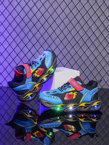 1双时尚LED发光网面透气运动鞋，男女童均适用 - 休闲、减震、四季皆宜防滑户外跑步和步行鞋 - 藍色 - 查看 13