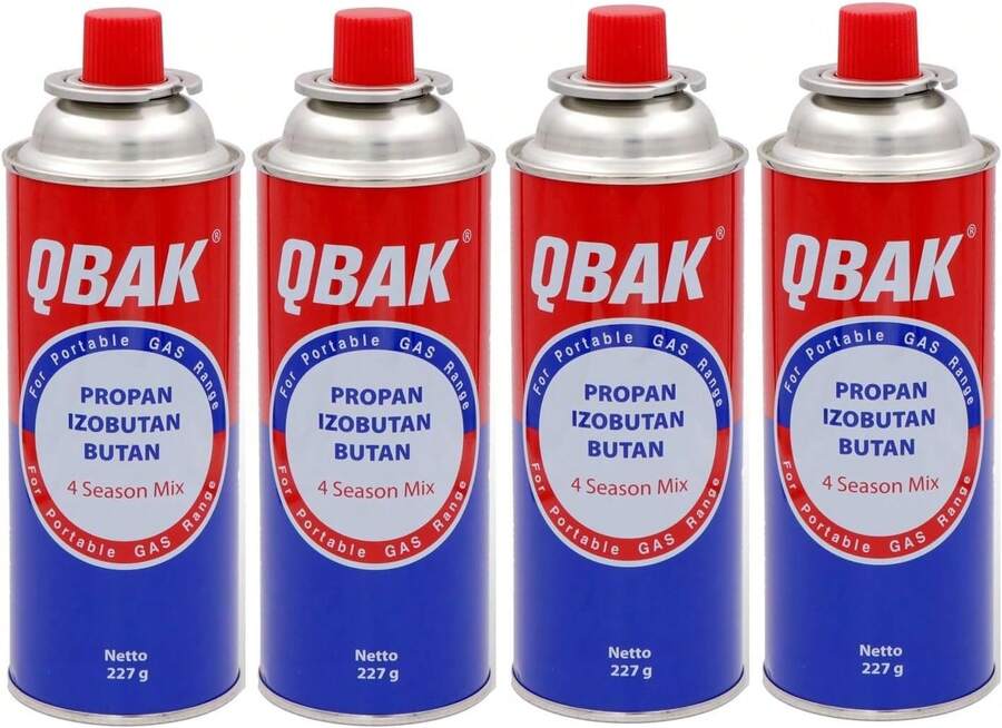 Bình gas butan QBAK 227g dùng cho bếp và lò đốt - 100% butan, tương thích với bếp nấu ăn di động, đèn pin và nhiều thiết bị khác - Bình gas dùng một lần có van, thích hợp cho bếp gas cắm trại di động hoặc bếp nấu ăn, lò nướng, đèn khò, đèn đốt gas di động. Có các gói 4/8/16/28 bình để lựa chọn. Chất lượng được đảm bảo. - QBAK CALIDAD - Xem 1