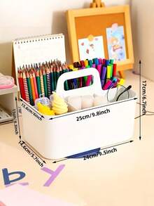 带提手的塑料收纳盒，便携式塑料整理盒，适用于清洁用品、浴室用品、化妆品、工艺品、文具、教室和办公室的收纳整理，手持式收纳盒 - 彩色 - 查看 12