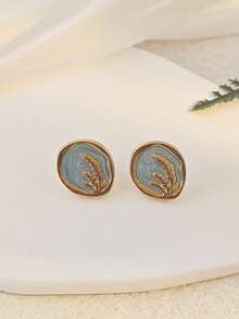Court-Style Enamel Oil Drip Triangular Geometric Earrings, Fashionable Hollowed-Out Rotating Flower Earrings For Women Simple Stainless Steel Women's Gold Round Heart Shape Stud Earrings Summer Beach Vacation Bikini Accessories Attractive Clothes, Wedding Dresses Accessories - Versatile JewelryPerfect For Wearing While Swimming, Bathing, Exercising ,Great For Valentines Day, Birthday, Mother Day, And Vacation Surprises. - Multicolor - View 8