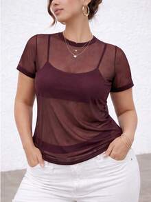 Women's Blouse In Transparent Tulle | Ideal For Modern Looks - Burdeos - Ver 3