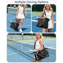 Tennis Travel Bag for Women with Exterior Drawstring Racket Pocket and Separate Shoe Compartment Weekend Bags with Wet Pocket and Laptop Pocket - Beige - Ver 6