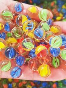 20 piezas/60 piezas/100 piezas Canicas de vidrio de colores, juego de recorrido de canicas, juguete para un solo jugador, bola rodante, juguete antiestrés, decoración para acuario, decoración para jarrones (color y estilo aleatorios) - Multicolor - Ver 2