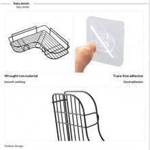 Bathroom Wall Mounted Storage Rack, Toilet Toothbrush Holder, Shower Gel Organizer, No Drilling Required - Black - View 12