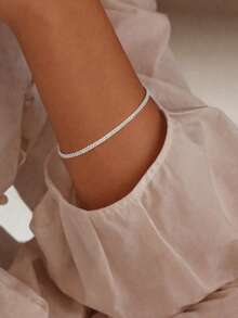 FOREVER QUEEN 1pc 925 Sterling Silver Adjustable Starry Sky Bracelet, Fashion Jewelry Gift For Women & Girls, Wedding Party - Silver - View 4