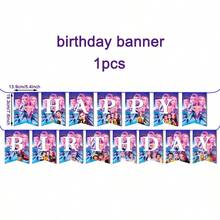 Mattel KPOP Demon Slayer 9pcs Party Tableware Set, 9/7 Inch Plates, 9oz Cups, Birthday Banner, Tablecloth, Napkins, Birthday, Graduation, Summer Party Disposable Anime Party Supplies - Multicolor - View 4