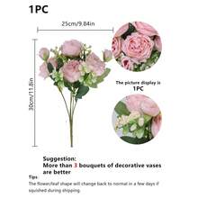 1/3/60支仿真丝牡丹花束，人造玫瑰花，适用于春季新年装饰、婚礼花瓶、家居、餐厅、卧室、节日、生日派对、户外花园、情人节、毕业礼物等。 - 淺粉色 - 查看 3