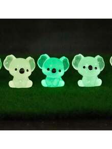6pcs Luminous Mini Resin Koala Figurines, Suitable For DIY Gardening Micro Landscape Aquarium Plant Decor Party (Random Colors), Resin Animal, Koala, Mini Animal - Multicolor - View 6