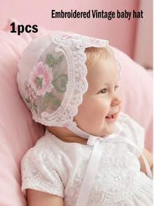 1pc Vintage Palace Style Embroidered Pink Retro Hat - 1PC - View 3
