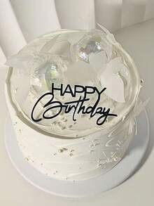 1/3/5/10pcs Black Acrylic "Happy Birthday" Cake Topper, Birthday Party Cake Decoration, Baking Decor, Kitchen Essential And Holiday Gift - Black - View 5