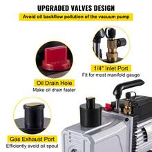 Vacuum Pump 12CFM 1 Horsepower Single Stage Air Conditioning Vacuum Pump 110V 5PA Ultimate Vacuum Refrigerant HVAC Air Tool Rotary Vane Vacuum Pump For Automobile Vacuum Evacuation - Black - View 4