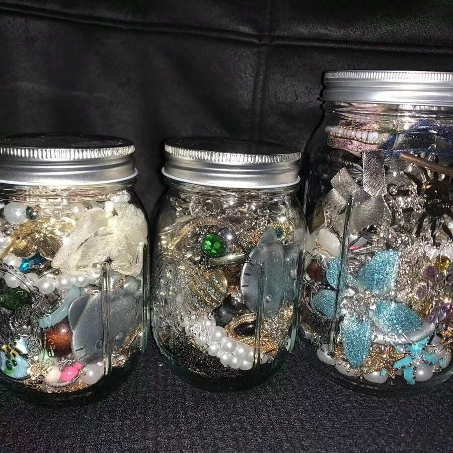 Mystery Jewelry Jar, Vintage Jewelry Surprise Gift For Her, Necklace Earrings Rings Bracelet Assortment, Unique Birthday Present - 隨機 - 查看 1